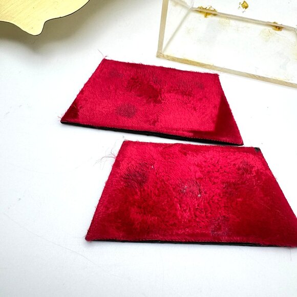 Miniature Gold Metal French Style Vitrine Plastic Shelf insert Red Velvet - Picture 10 of 16